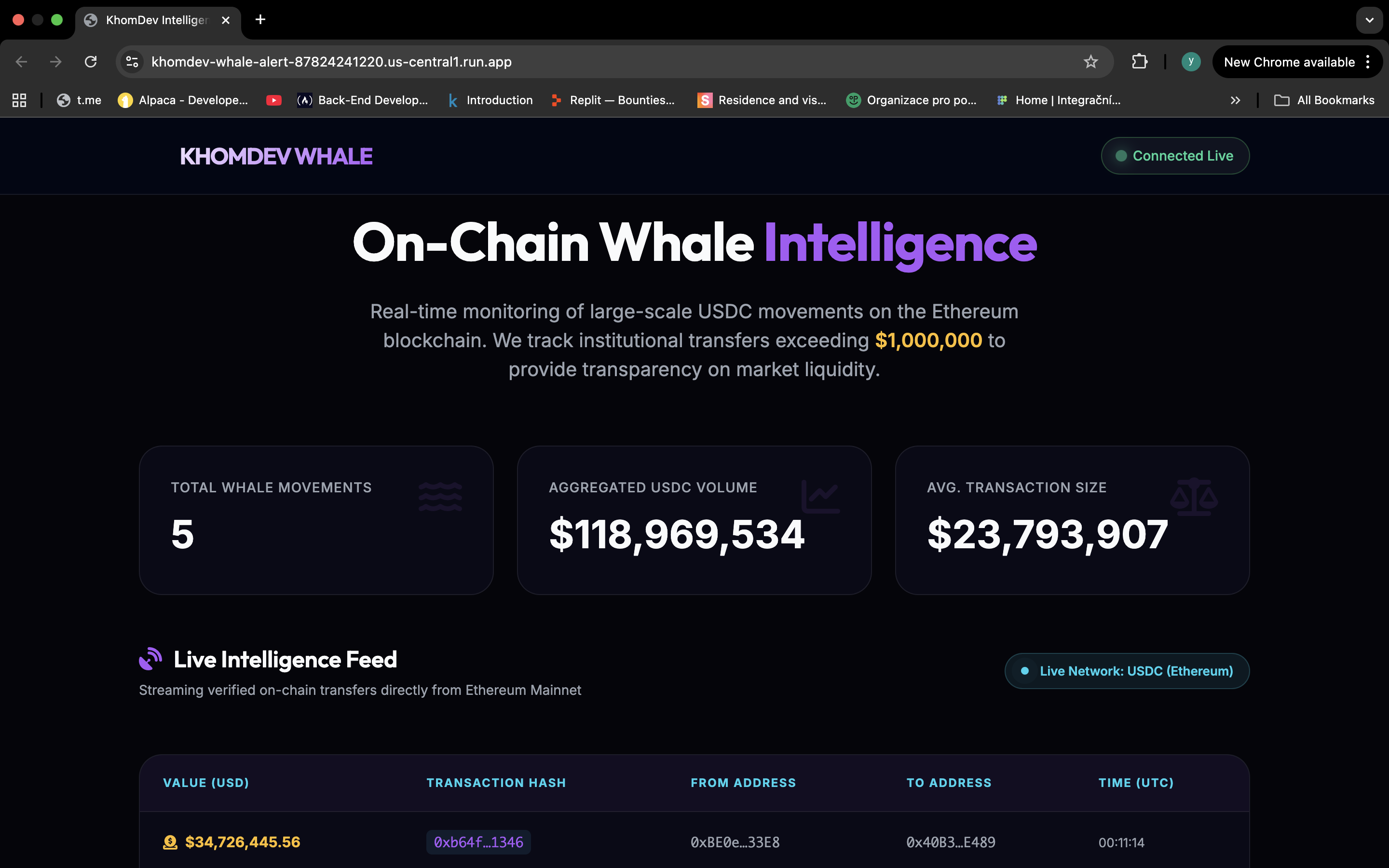 Whale Alert Screenshot